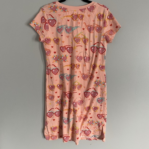 Nick & Nora Women XS Cotton Pink Heart Sunglass Whimsical Sleep Shirt Nightgown - Picture 5 of 11